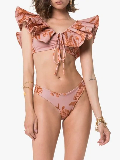 Shop Johanna Ortiz Flower Gathering Bikini Set In Pink