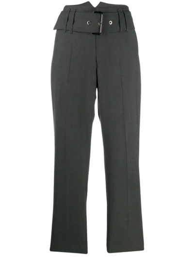 Shop Brunello Cucinelli Belted Cropped Trousers In Grey