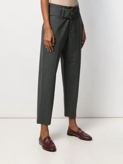 BRUNELLO CUCINELLI BELTED CROPPED TROUSERS - 灰色