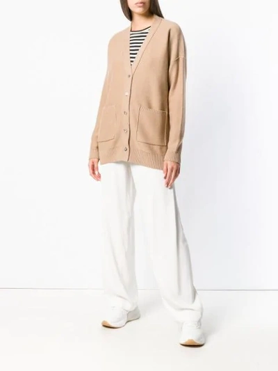 Shop Opportuno Glen Drop Shoulder Cardigan - Neutrals