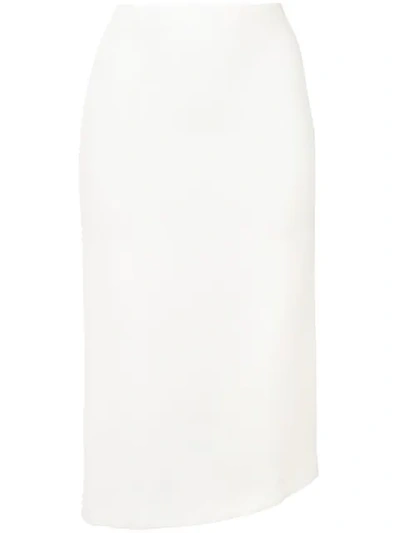 Shop Poiret Asymmetric Hem Midi Skirt In White