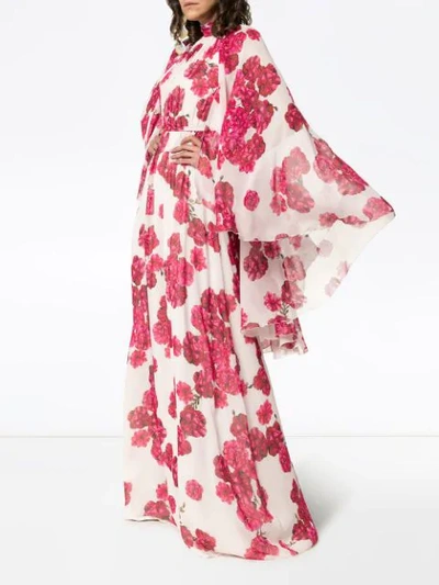 Shop Giambattista Valli Floral Print Silk Maxi Dress In Pink