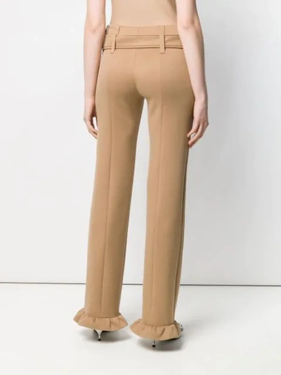 Shop Prada Belted Straight-leg Trousers In Brown