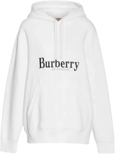 BURBERRY PELORUS LOGO刺绣连帽毛衣 - 白色