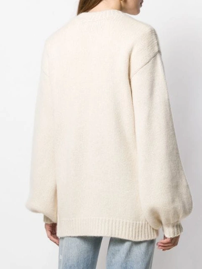 Shop Alanui Tie-detail Knitted Cardigan In Neutrals