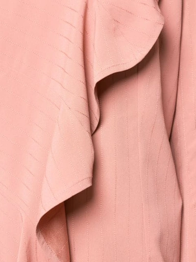 Shop Dawei Striped Ruffle Blouse In Pink