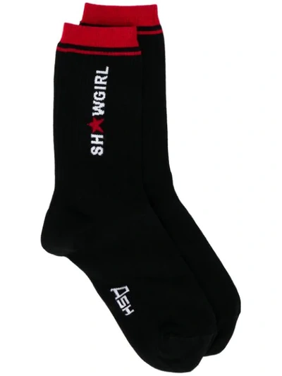 Shop Ash Logo Print Socks - Black