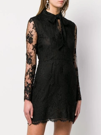 SAINT LAURENT LACE-EMBELLISHED MINI DRESS - 黑色