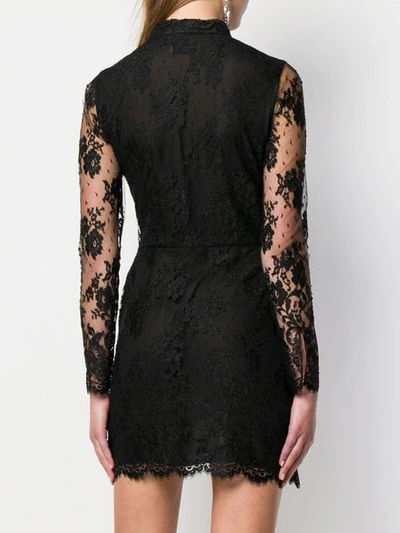 Shop Saint Laurent Lace-embellished Mini Dress In Black