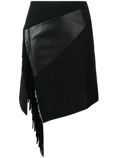 Shop Barbara Bui Side Fringe Fitted Skirt In Black
