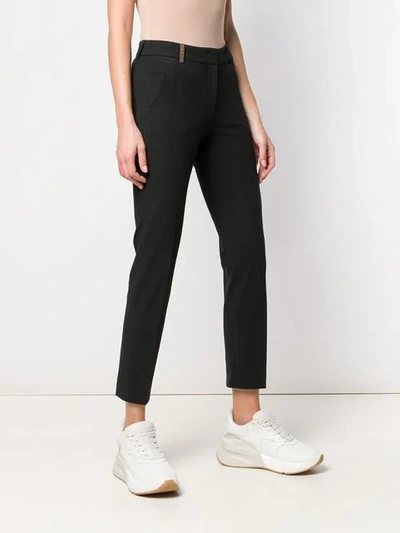 Shop Peserico Cropped Slim Fit Trousers In Black