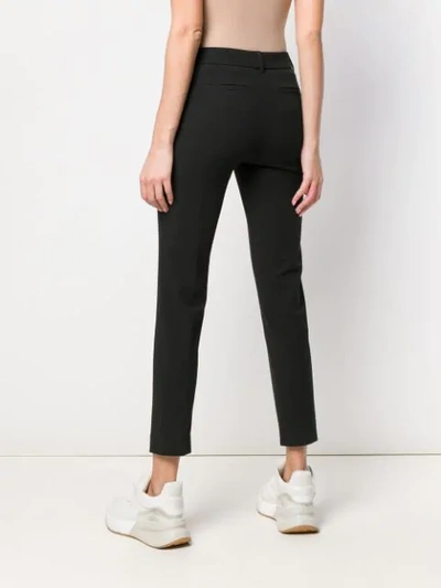 Shop Peserico Cropped Slim Fit Trousers In Black