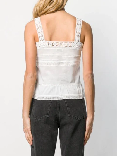 SAINT LAURENT BRODERIE ANGLAISE DETAIL TANK TOP - 白色