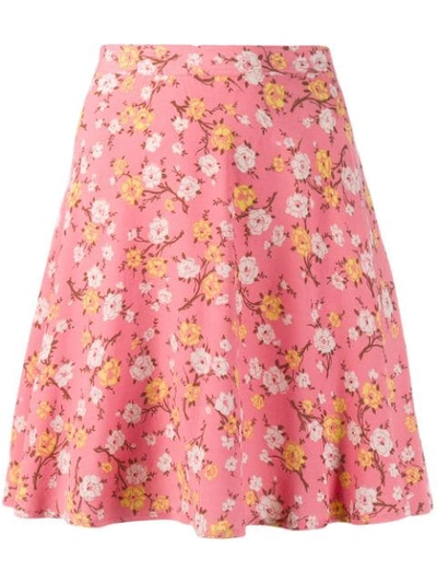 Shop Polo Ralph Lauren Floral Print Mini Skirt In Pink