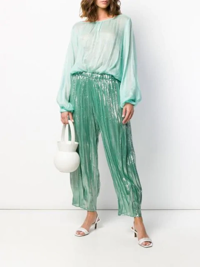 Shop Forte Forte Shiny Harem Trousers In Green