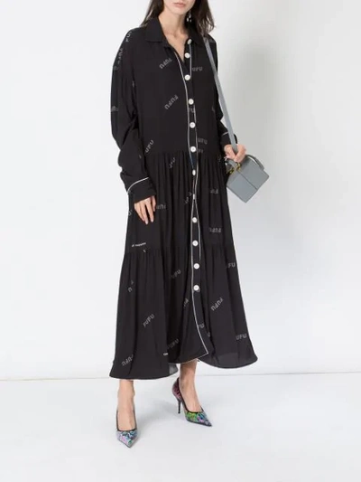 Shop Natasha Zinko Fufu Print Flared Dress In Black