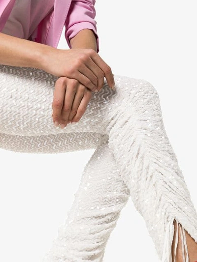 Shop Ashish Sequin Embellished Track Pants In White