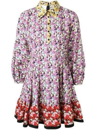 VALENTINO FLORAL PRINT DRESS - 紫色