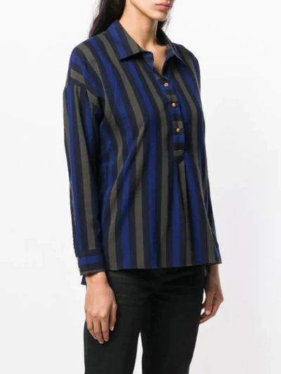 ACOTÉ STRIPED HENLEY BLOUSE - 蓝色