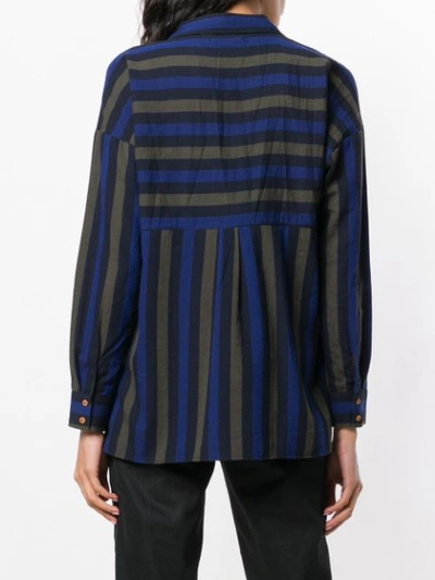 ACOTÉ STRIPED HENLEY BLOUSE - 蓝色