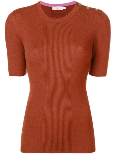 Shop Tory Burch Taylor Ribbed Sweater In Brown