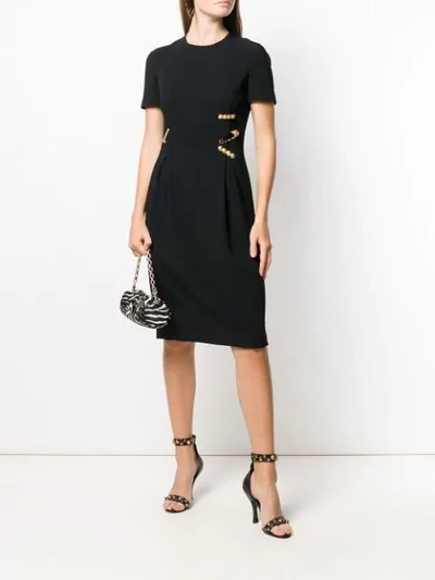 Shop Versace Safety-pin Midi Dress In Black