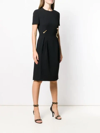 Shop Versace Safety-pin Midi Dress In Black