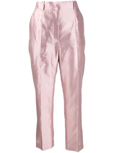 Shop Dolce & Gabbana High-rise Cropped Trousers In Pink