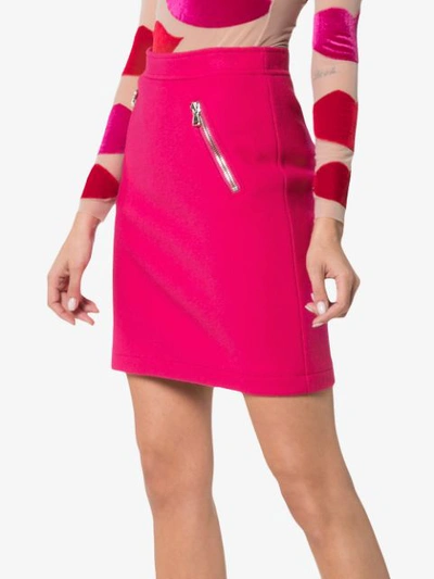 Shop Moschino Mid Rise Zip Pocket Skirt - Pink