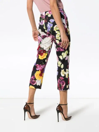 Shop Dolce & Gabbana Broccato Floral Printed Trousers In Hnw86 Black