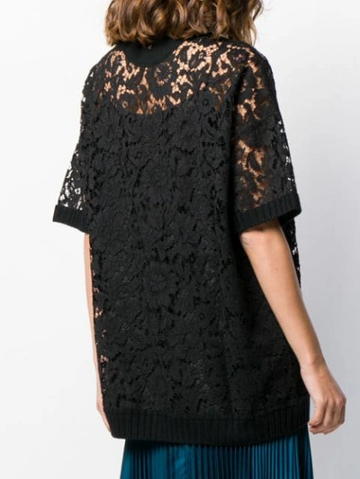 VALENTINO HEAVY LACE T-SHIRT - 黑色