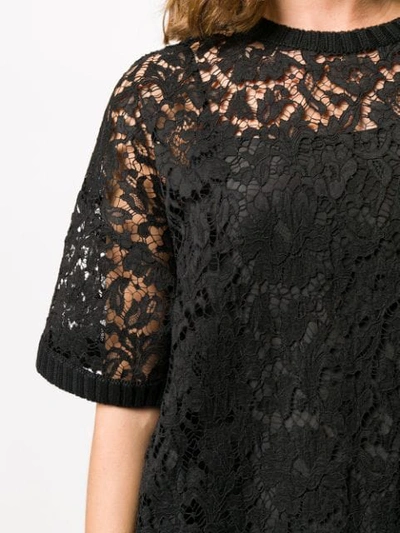 VALENTINO HEAVY LACE T-SHIRT - 黑色