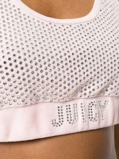 Shop Juicy Couture Swarovski Embellished Velour Crop Top In Pink