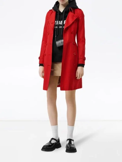 Shop Burberry Cotton Gabardine Trench Coat In Red