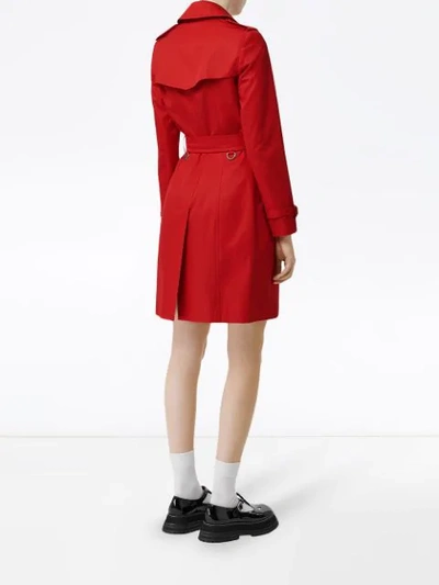 Shop Burberry Cotton Gabardine Trench Coat In Red