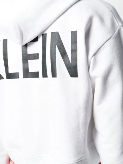 Shop Calvin Klein Jeans Est.1978 Cropped Logo Print Hoodie In White