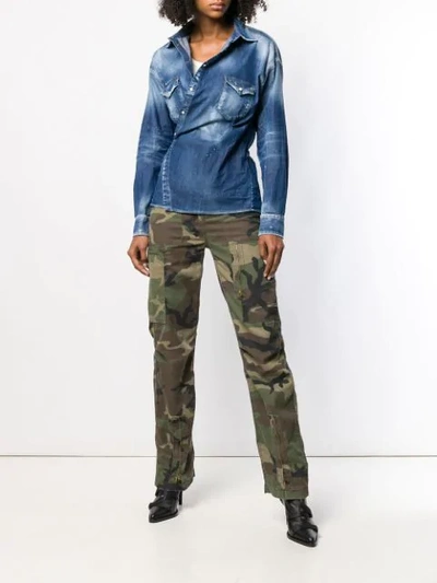 Shop Dsquared2 Distressed Denim Shirt In Blue