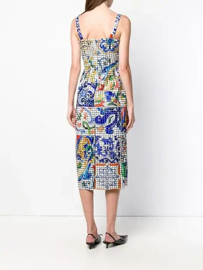 Shop Dolce & Gabbana Majolica Tile Dress In White