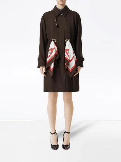 Shop Burberry Scarf Detail Car Coat In Brown