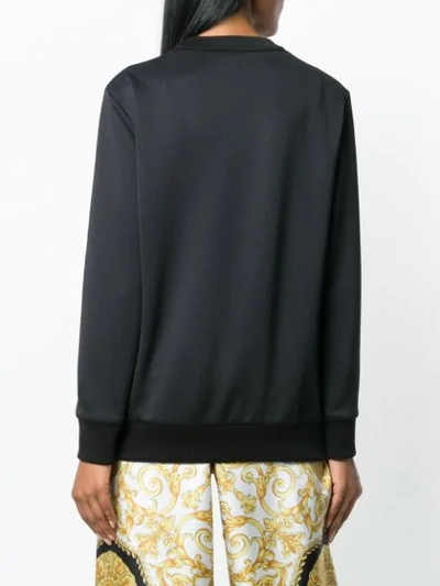Shop Versace Jacquard Knit Logo Sweatshirt In Black