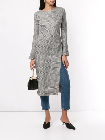 Shop Layeur Side Slit Blouse In Grey