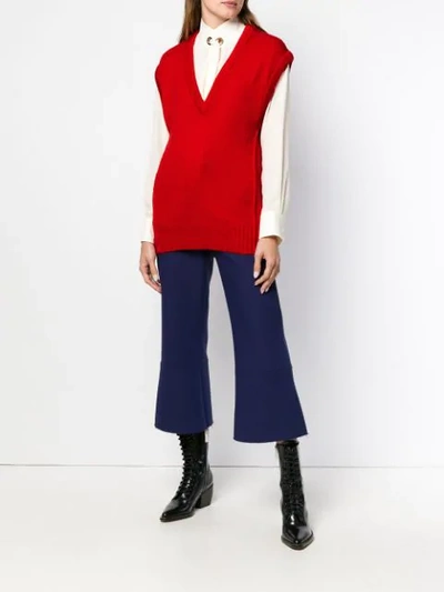 Shop Chloé V-neck Loose Knitted Top In Red