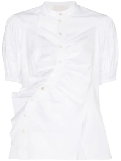 Shop Peter Pilotto Puff-sleeve Ruffle Detail Blouse In White