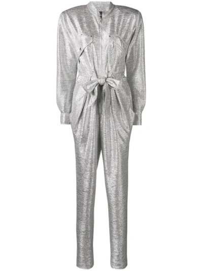 Shop Talbot Runhof Metallic Jumpsuit In Silver