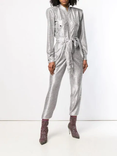 Shop Talbot Runhof Metallic Jumpsuit In Silver