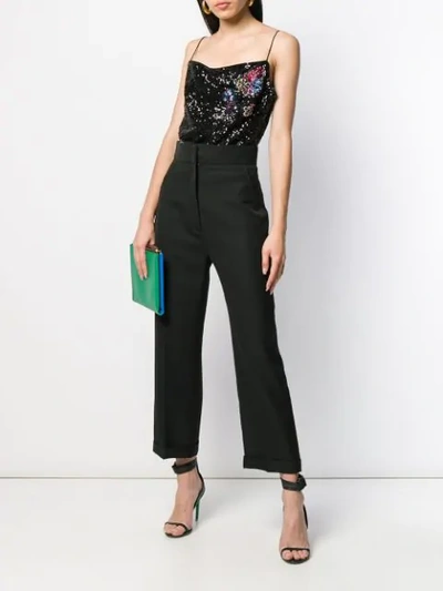 Shop Pinko Sequin Bodysuit With Jewel Embroidery In Black