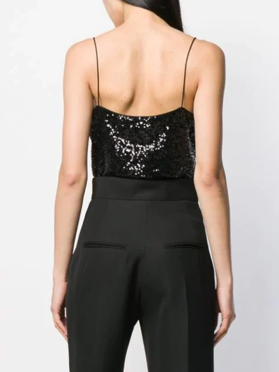 Shop Pinko Sequin Bodysuit With Jewel Embroidery In Black