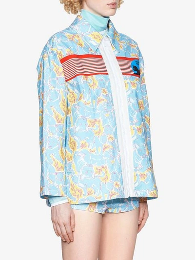 Shop Miu Miu Printed Jacket In Blue