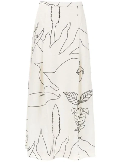 ALCAÇUZ FERRUGEM PRINTED SKIRT - 白色