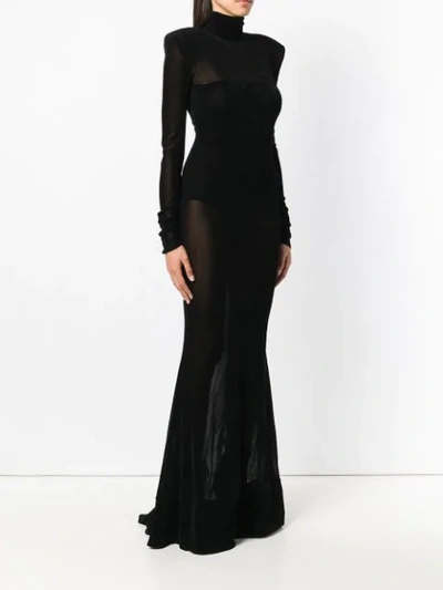 Shop Alexandre Vauthier Long Sheer Dress - Black